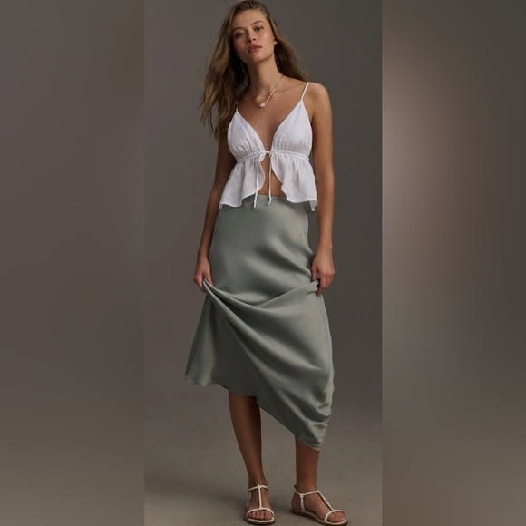 Anthropologie long satin shiney silky 90s vibe sexy Tilda maxi slip skirt NWT XS - Picture 3 of 10
